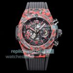 Super Clone Hublot Big Bang Unico Red Carbon Skeleton Alex Ovechkin Limited Watch 